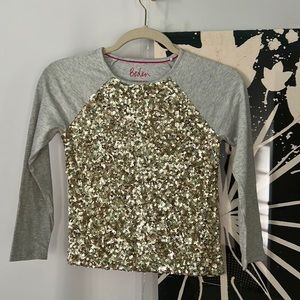 Boden 8-9 year-old gray t-shirt with gold sequins